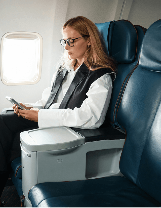 Woman working on airplane